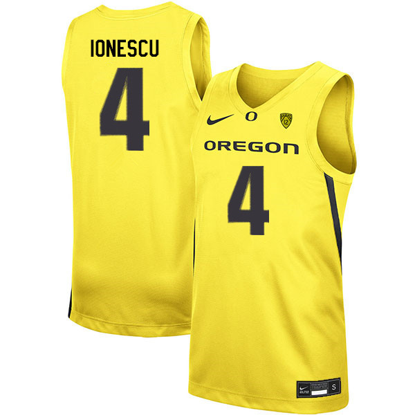 Men #4 Eddy Ionescu Oregon Ducks College Basketball Jerseys Sale-Yellow - Click Image to Close